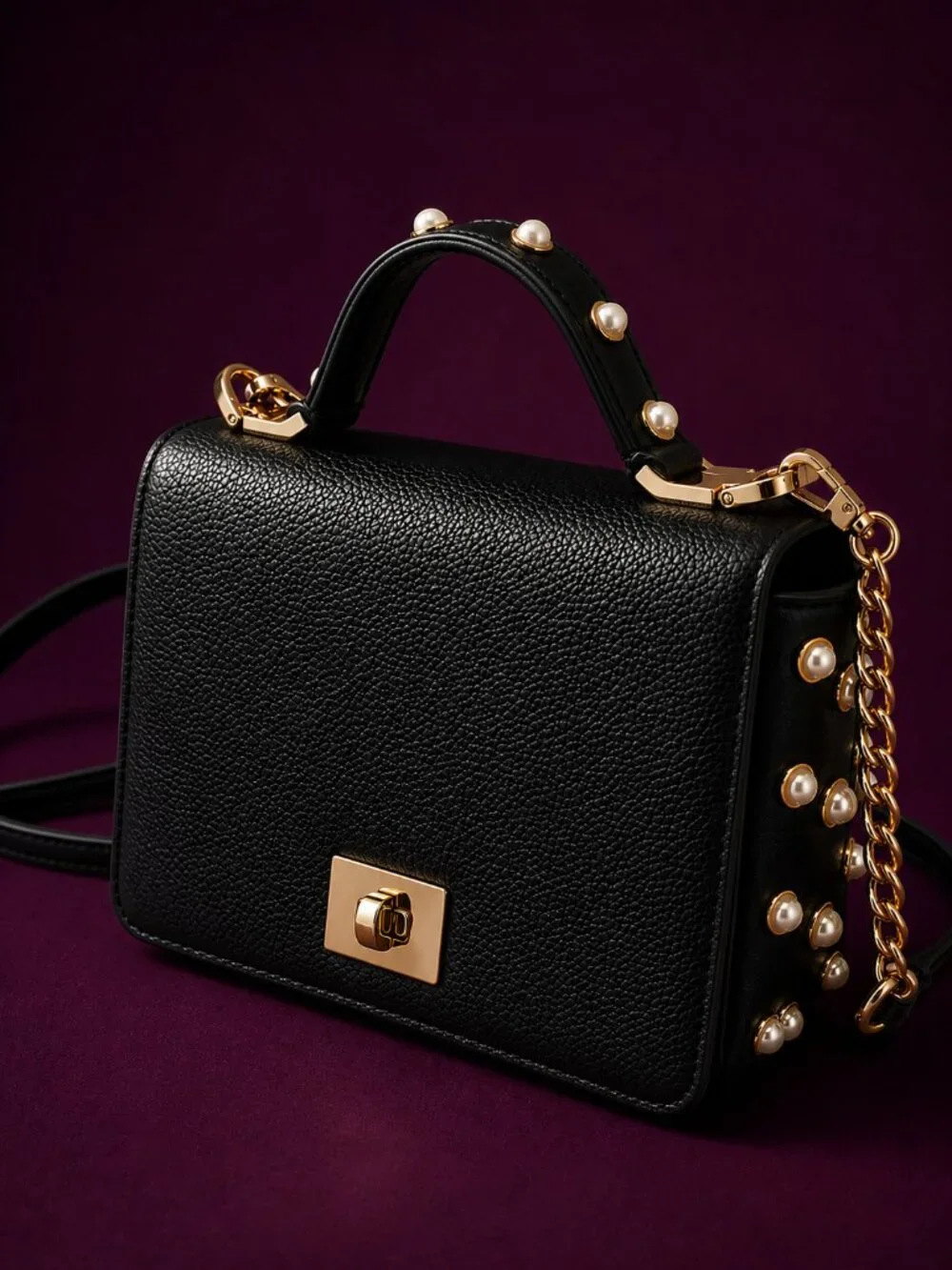 KATE SPADE New York Serrano Place Pearl Maisie Black Leather Crossbody Bag